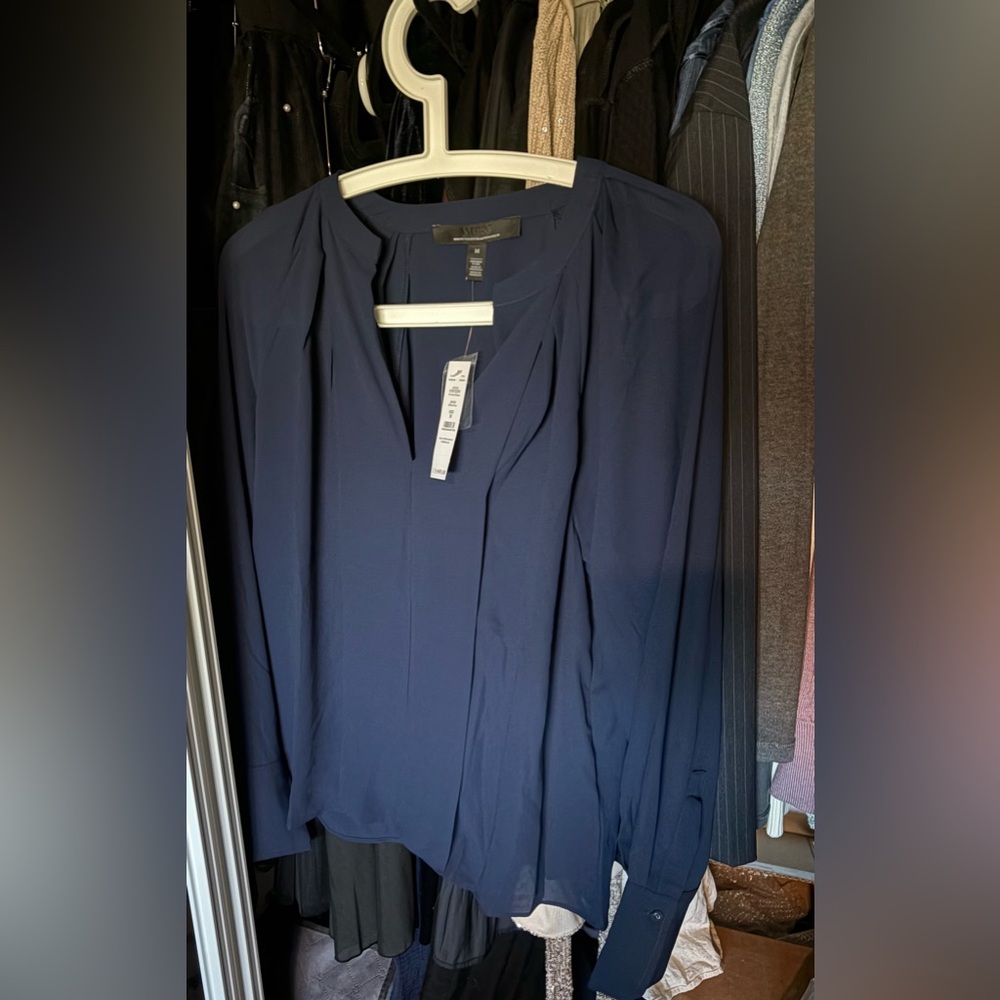 White House Black Market Officer Blue Blouse